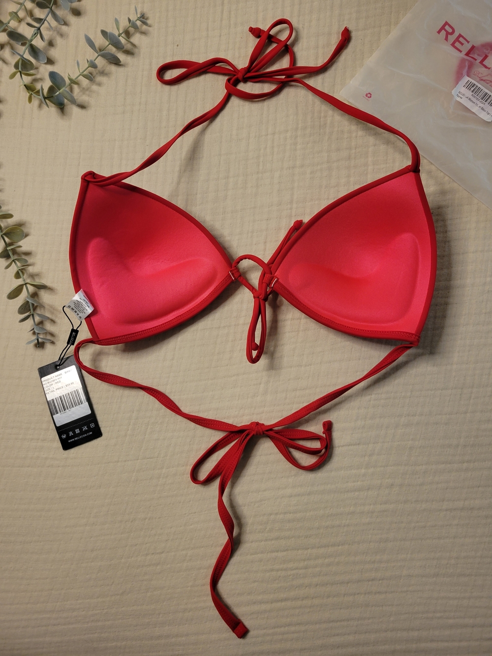 RELLECIGA Bright Red Triangle Bikini Top